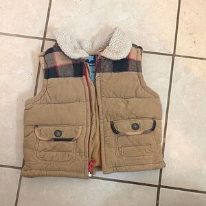 Old Navy Tan and Navy Plaid Kids Vest